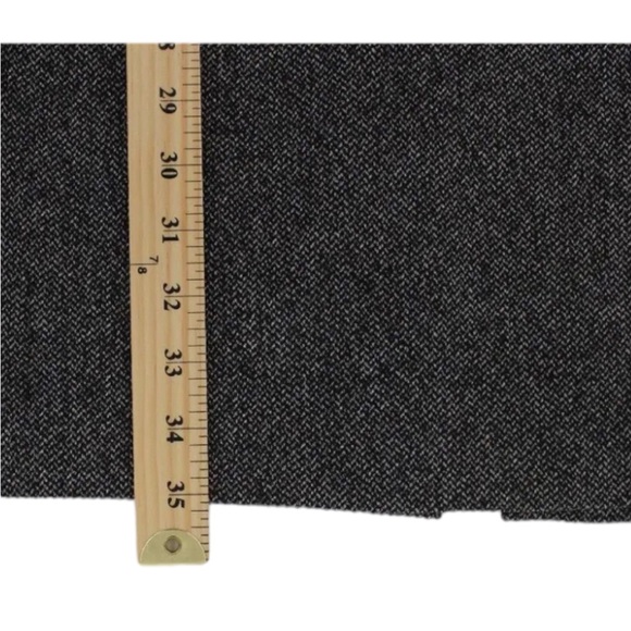 Bin 2C EUC H&M Tweed Dress Sz 4 Cap Sleeves Faux Leather Waist Gray Midi Knee - Picture 6 of 10